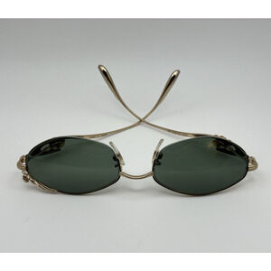 Vintage Caviar Oval Wireframe Gold Tone Sunglasses Floral Rose Y2K Granny 52mm